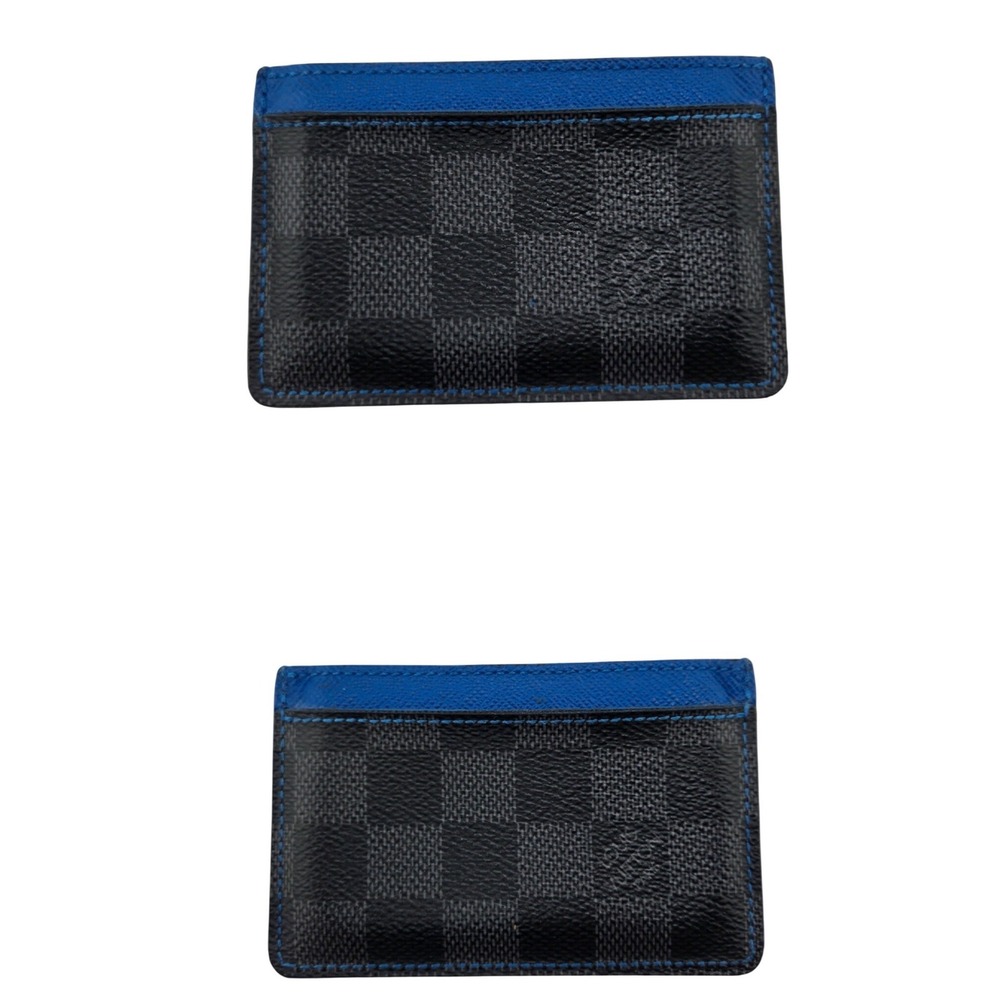 Louis Vuitton Damier Graphite Porte Cartes Simple Card Holder Blue N64029 - Picture 2 of 12